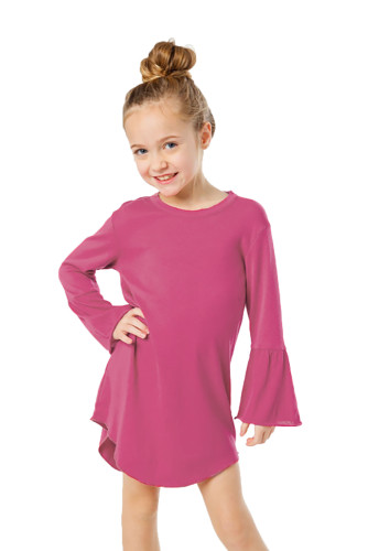 Rosy Flared Long Sleeve Shirttail Baby Girl Dress
