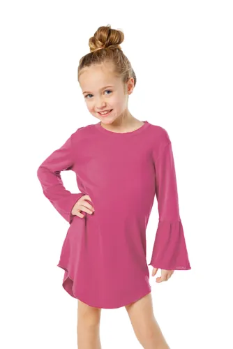 Rosy Flared Long Sleeve Shirttail Baby Girl Dress