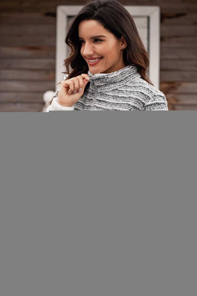Charcoal Fuzzy Striped Furry Sweatshirt