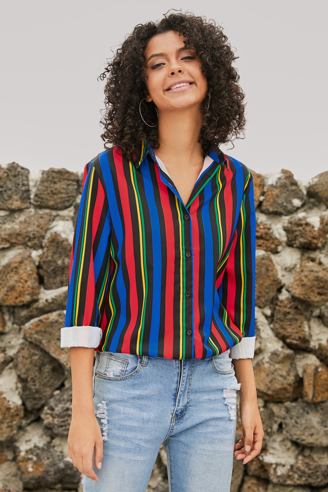 Multicolor Striped Modern Women Shirt