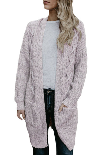 Coffee Pocketed Cable Knit Cardigan