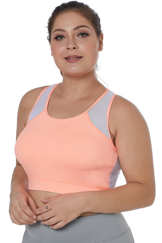 Light Coral Sheer Mesh Back Plus Size Sports Bra
