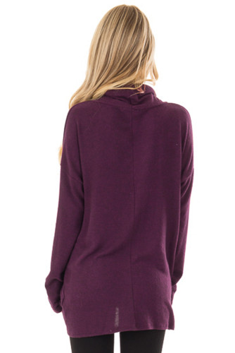 Burgundy Knot Hem Detail Cowl Neck Top