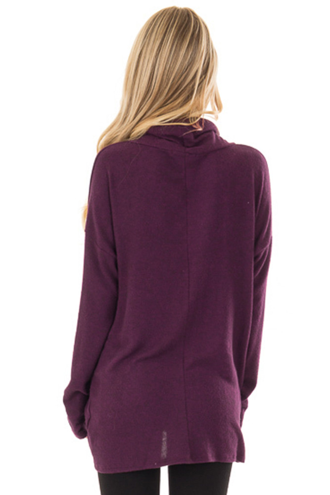 Burgundy Knot Hem Detail Cowl Neck Top