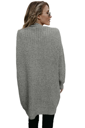 Gray Pocketed Cable Knit Cardigan