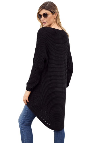 Black Crisscross Oversize Sweater