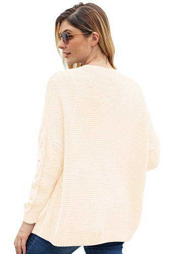 White Chunky Wide Long Sleeve Knit Cardigan