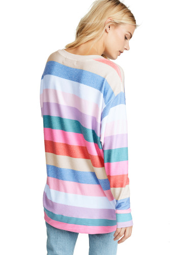 Rainbow Striped Pullover Sweatshirt