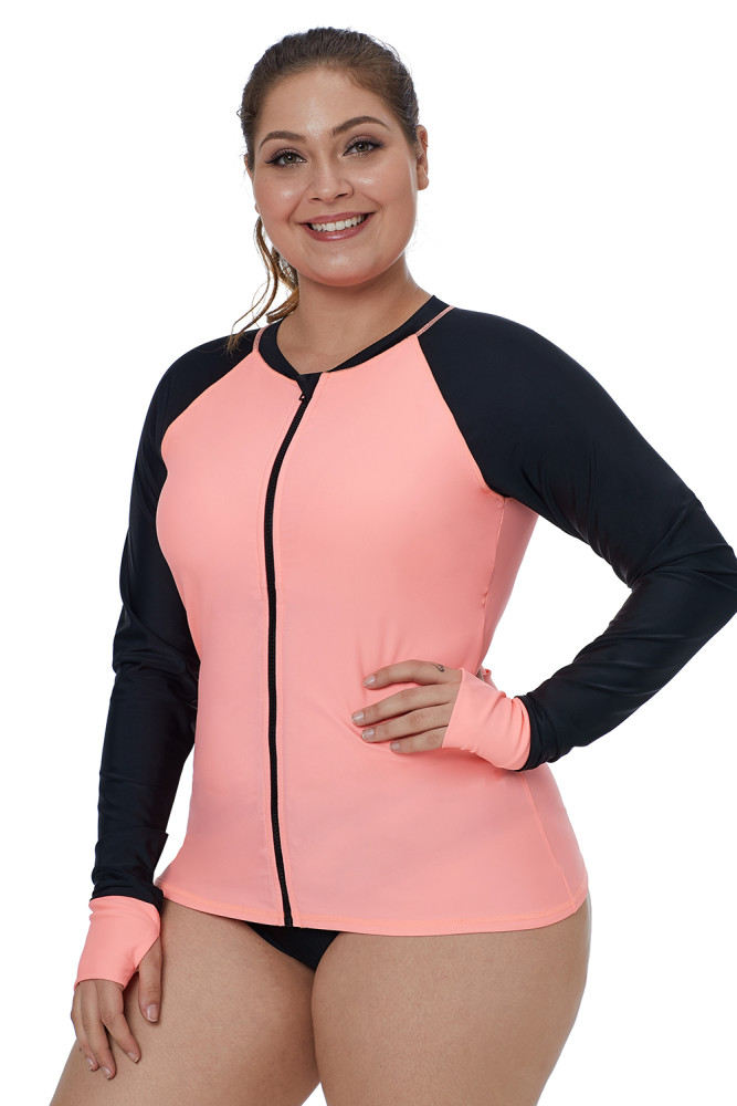 Coral Black Thumbhole Long Sleeve Rashguard