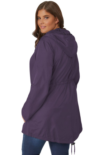 Purple Plus Size Pocket Parka Jacket