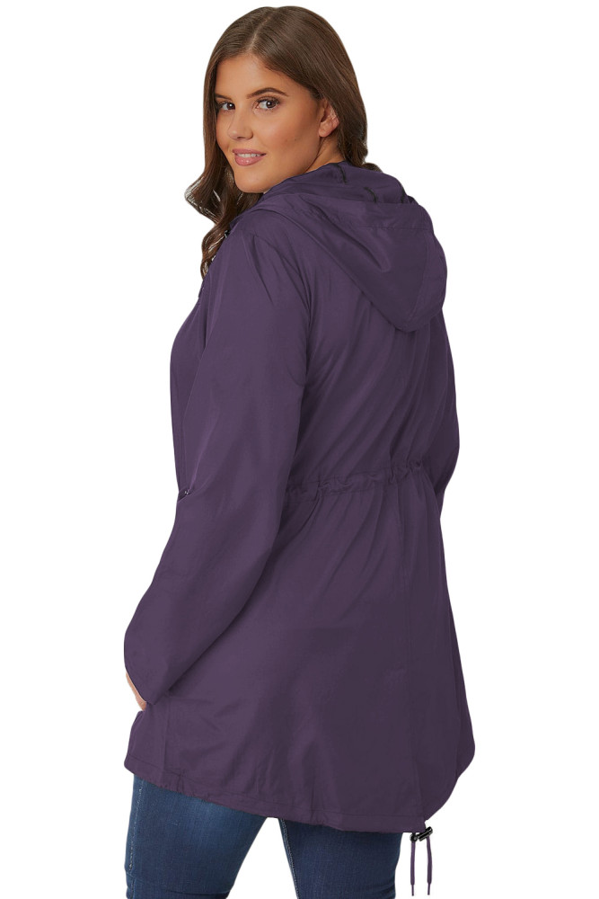 Purple Plus Size Pocket Parka Jacket