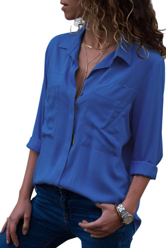 Ocean Blue Covered Placket Button Down Shirt
