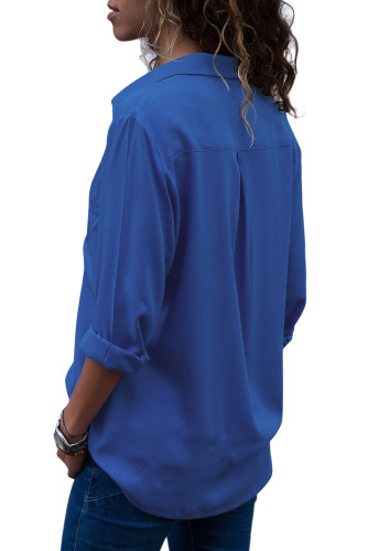 Ocean Blue Covered Placket Button Down Shirt