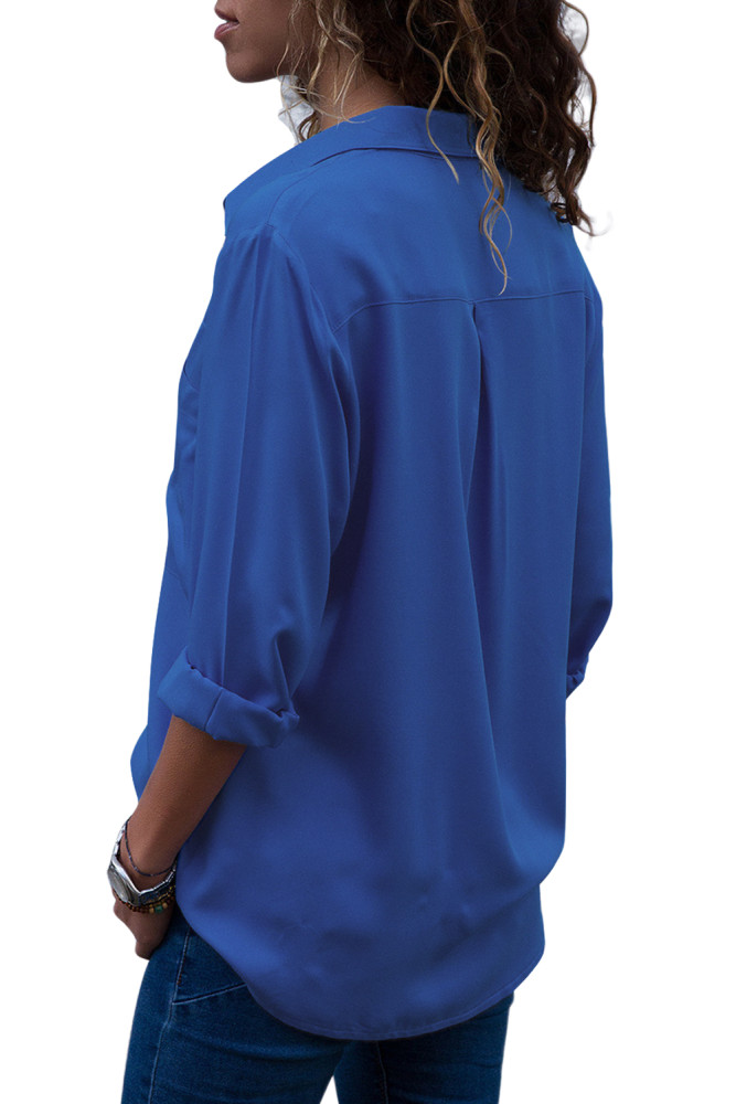 Ocean Blue Covered Placket Button Down Shirt