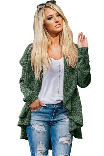 Army Green Velvety Chenille Knitted Cardigan