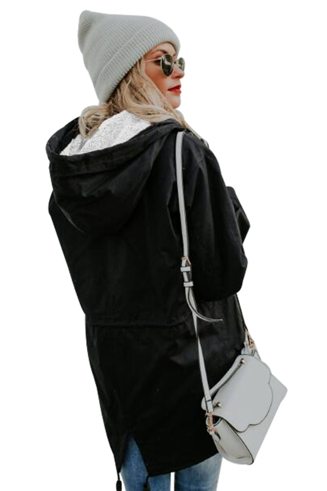 Black Zip Front Jacket with Pockets