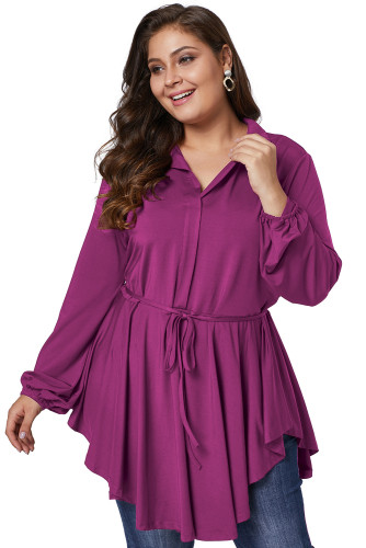 Fuchsia Plus Size Tie Waist Top