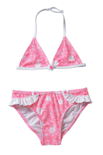 Pink Floral Halter Bathing Suit for Girls