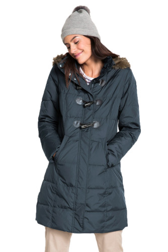 Gray Toggle Button Quilted Coat for Women