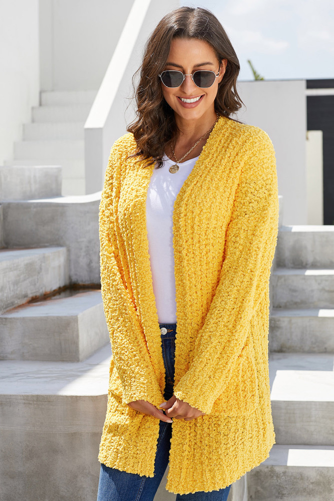 Mustard Pebble Beach Textured Cardigan