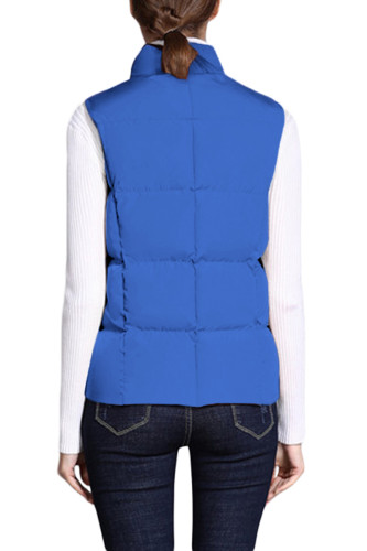 Bright Blue Sleeveless Female Cotton Jacket