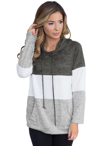 Charcoal Atop Triple Colorblock Pullover Hoodie