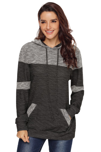 Stylish Black Patchwork Hoodie with Pockets