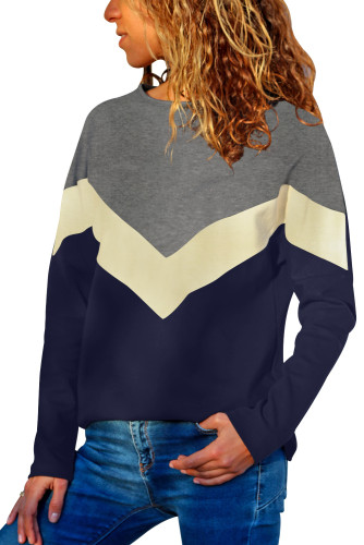 Creamy Chevron Colorblock Long Sleeve Top