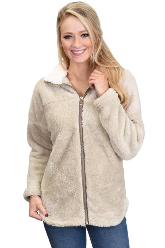 Apricot Lamb Fleece Zip Down Jacket