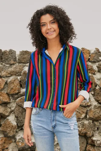 Multicolor Striped Modern Women Shirt