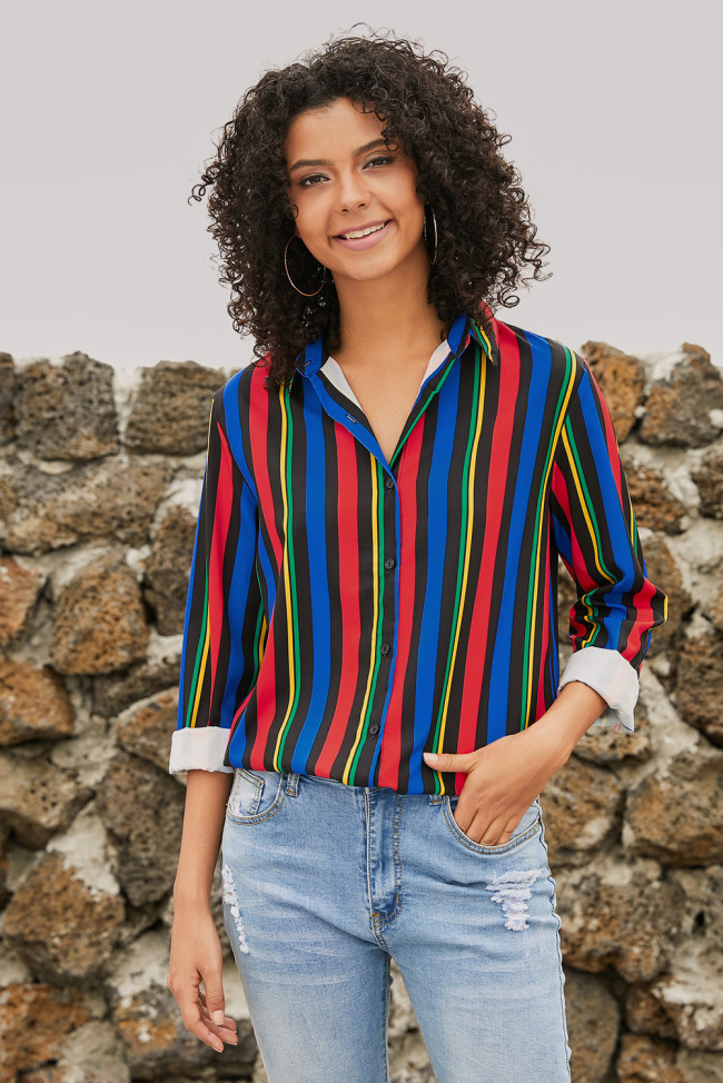Multicolor Striped Modern Women Shirt