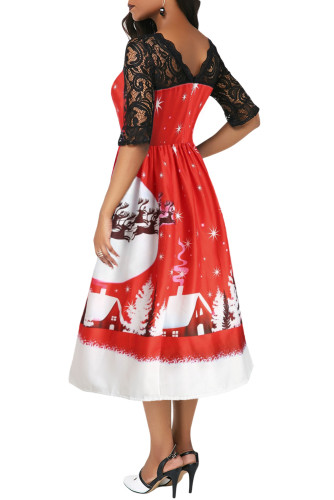 Jingle All The The Way Christmas Print Flared Dress