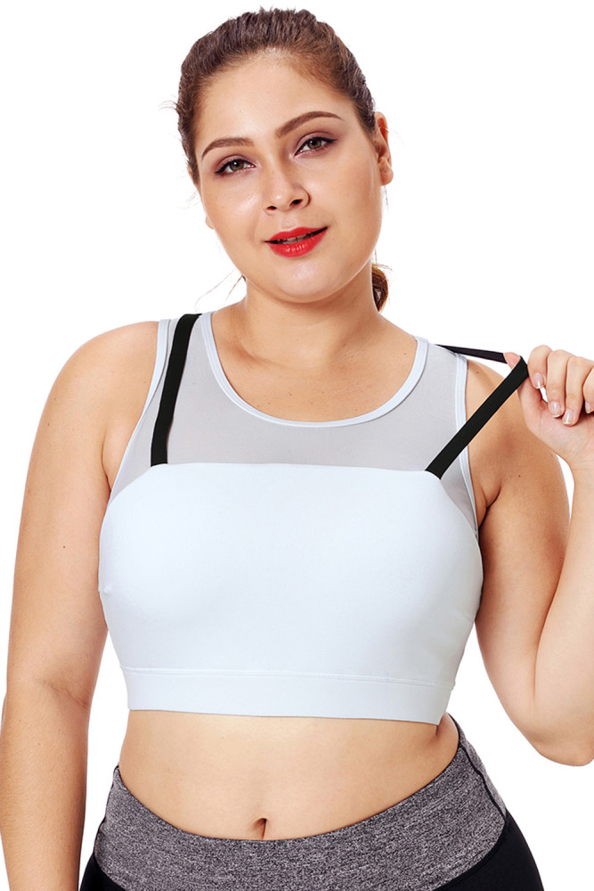 Black Strap Detail White Yoga Crop Top