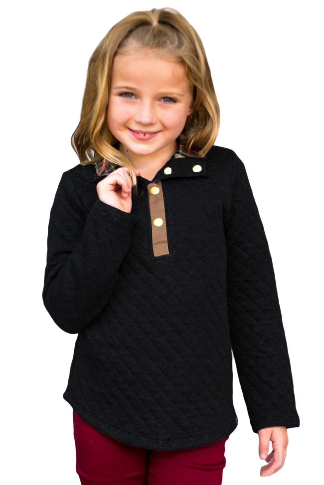 Black Toddlers Monogrammed Quilted Pullover Tunic