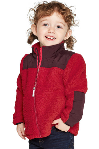 Red Unisex Zip-Up Fleece Jacket for Kids