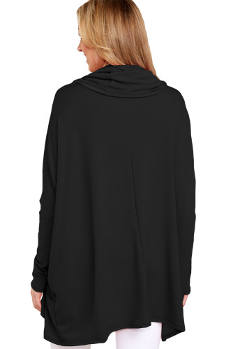 Black Stylish Cowl Neck Long Sleeve Oversize Top