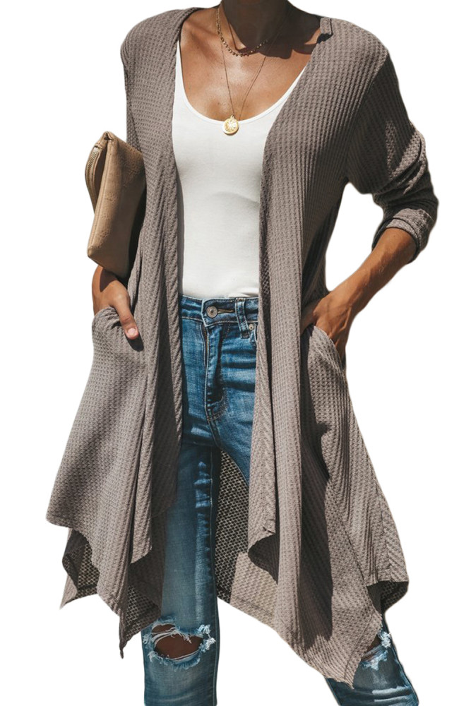 Mocha Handkerchief Hem Lightweight Cardigan
