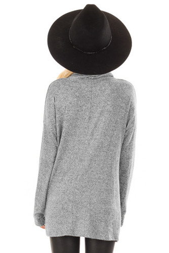 Gray Knot Hem Detail Cowl Neck Top
