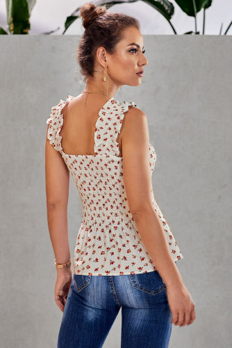 White Floral Smock Tank