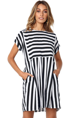 Black Striped Casual Dress