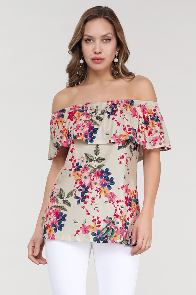 Apricot Grow with Me Off The Shoulder Floral Top