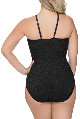 Black Plus Shamilar High-Neck One Piece Swimsuit