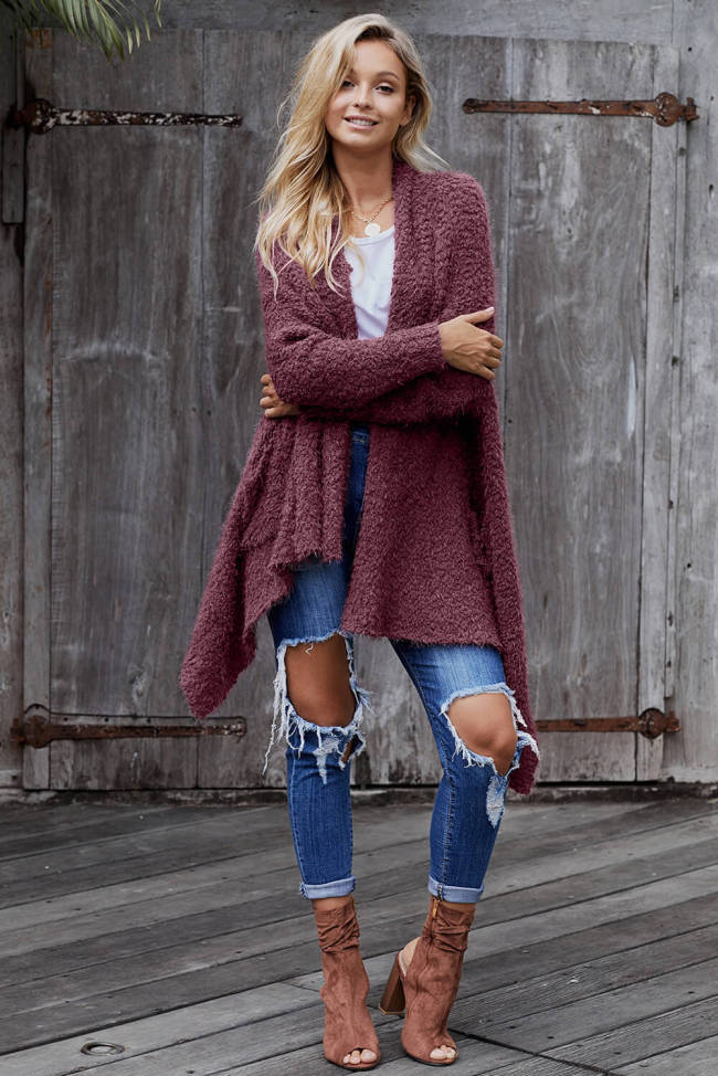 Purple Winter Baggy Cardigan Coat