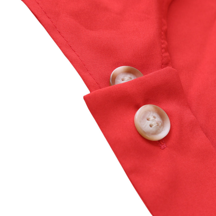 Red V Neck A-line Sundress