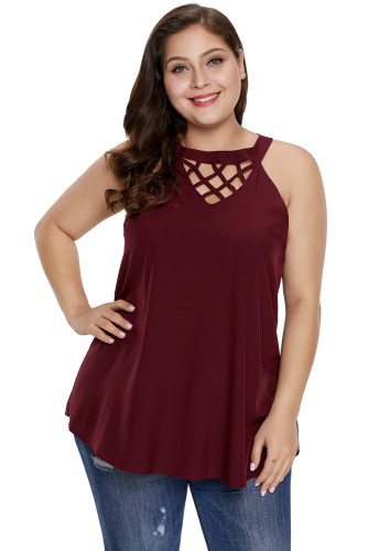 Plus Size Wine Challis Goddess Lattice Tank