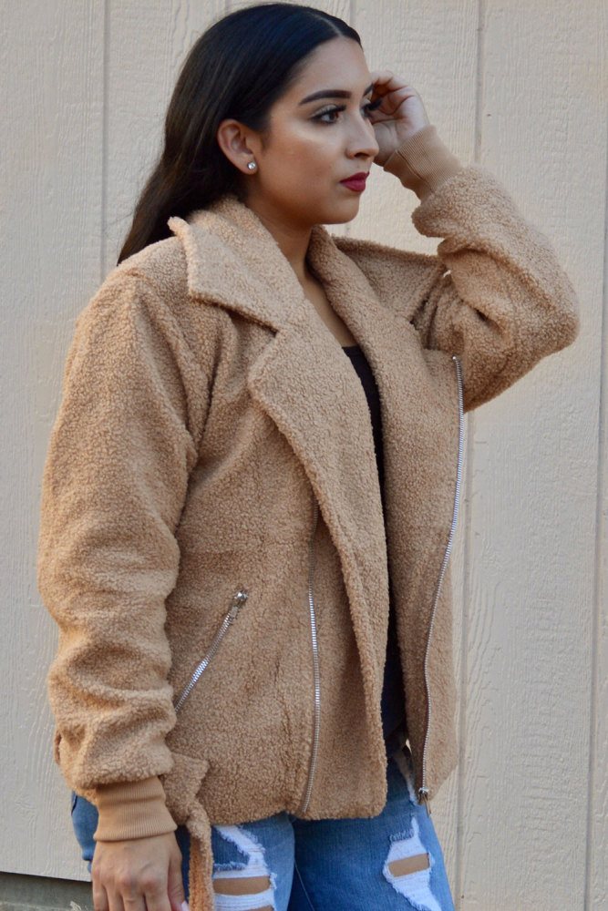 Khaki Niagara Falls Pocketed Sherpa Jacket