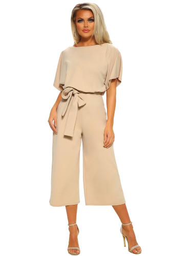 Apricot Always Chic Belted Culotte Jumpsuit