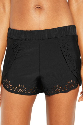 Black Laser Cut Swim Shorts