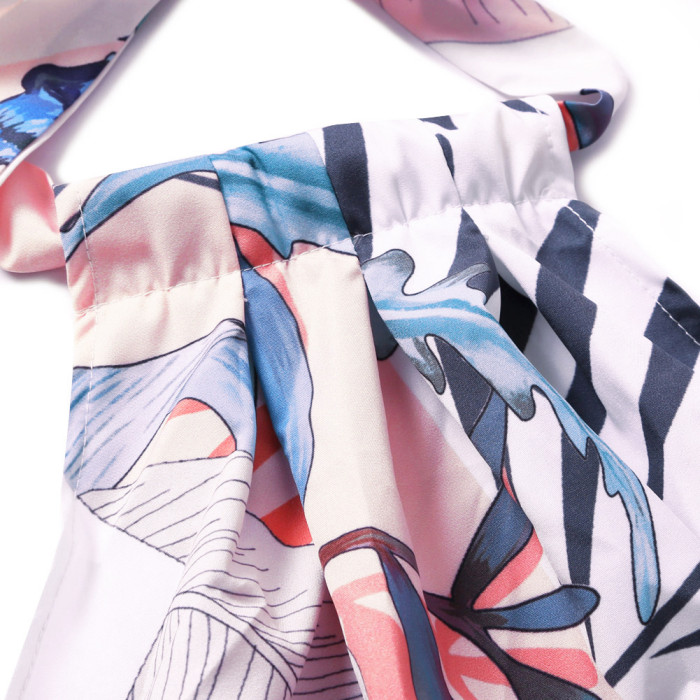 Sky Blue Sleeveless Flower Printed Tank Top