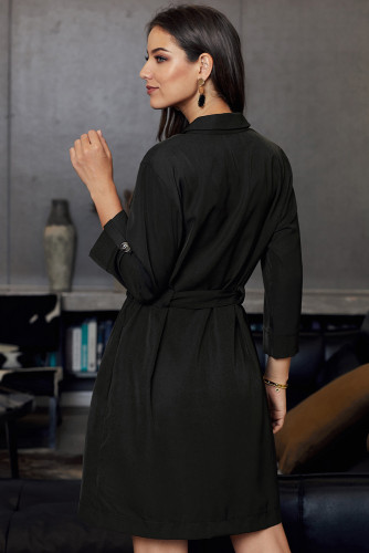Black Seeker Belted Shirt Dress
